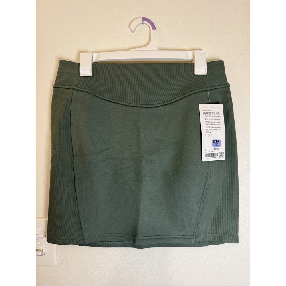 Lululemon Scuba HR Mini Skirt Gray Eucalyptus Size‎ L NWT